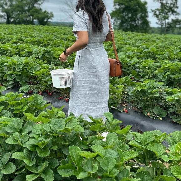 100% European Linen Button Front Dress - Picture 5 of 8